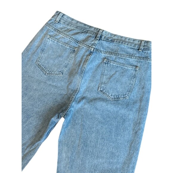 Baggy High Rise Wide Leg Distressed Jeans Pink Lily Light Wash Denim Size 32 - Picture 4 of 10